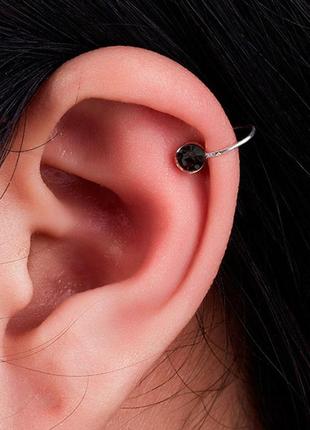 Кафф мини "графитовый камушек". без прокола