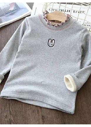 Утеплений гольф rabbit кофта з начосом сіра 80см 120см 130см