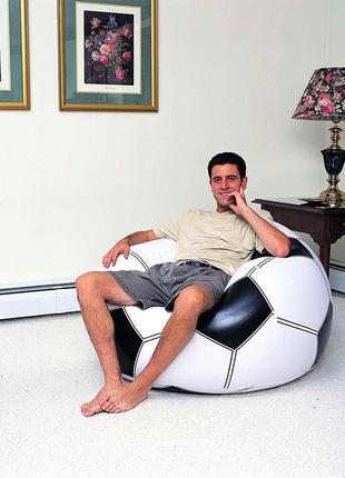 75010 bw, bestway, надувне крісло "футболий м'яч" beanless soccer ball chair 114x112x71 см,