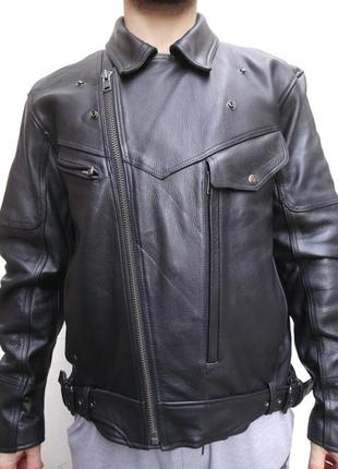 Байкерская  кожаная мужская куртка4 фото