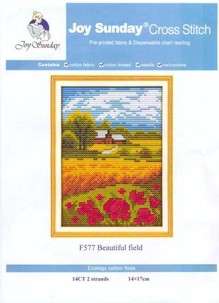 Набір для вишивання хрестиком з нанесеною на канву схемою "beautiful field. ( aida 14ct printed, 14*17 см)2 фото