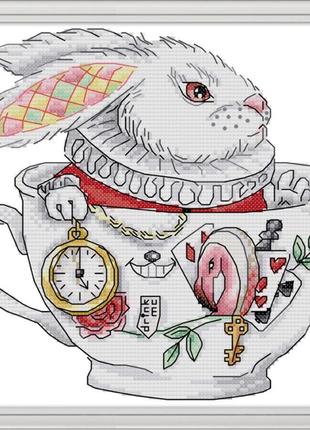 Набір для вишивання за нанесеною на канву схемою "rabbit cups". aida 14ct printed, 26*26 см