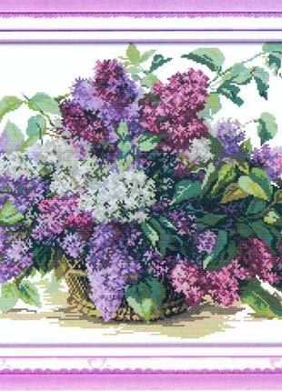 Набор для вышивания по нанесённой на канву схеме "lilac ".  aida 14ct printed, 48*41 см