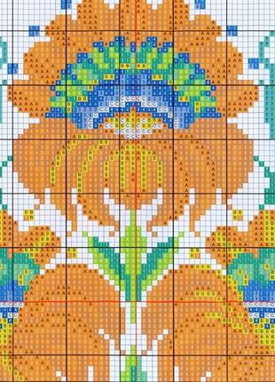 Набір для вишивання хрестиком з нанесеною на канву схемою "fancied flowers". aida 14ct printed, 26*29 см4 фото