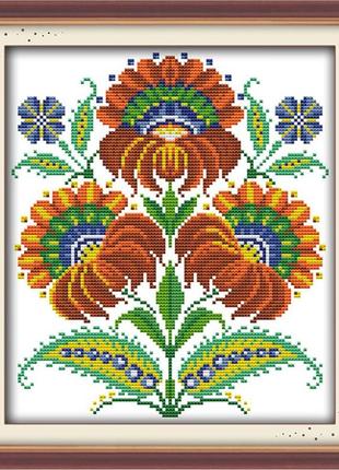 Набор для вышивания крестиком по нанесённой на канву схеме "fancied flowers". aida 14ct printed, 26*29 см