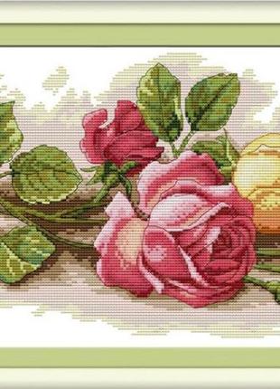 Набір для вишивання хрестиком з нанесеною на канву схемою "colorful rose" . ( aida 14ct printed, 44*27 см)1 фото
