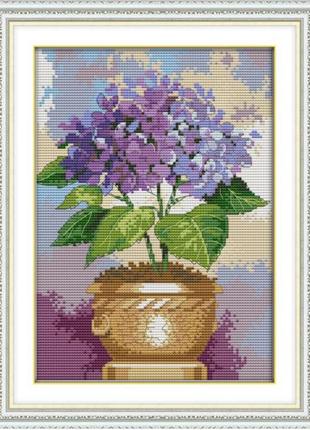 Набір для вишивання за нанесеною на канву схемою "purple floret 2". aida 14ct printed, 21*30 см