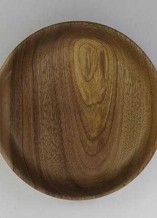 Тарілка для подачі дерев'яна, горіх d 20 см, висота 3.8 см1 фото