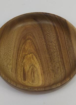 Тарілка для подачі дерев'яна, горіх d 20 см, висота 3.8 см2 фото
