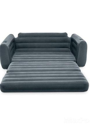 Надувний диван intex 66552-4, 203 х 224 х 66 см, з електричним насосом і подушка, диван трансформер 2 в 13 фото