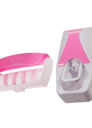 Диспенсер для зубної пасти з щіткою, рожевий