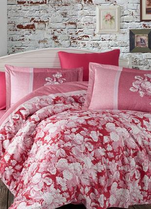 Комплект постельного белья hobby exclusive sateen amalia 200x220 cм бордовый1 фото