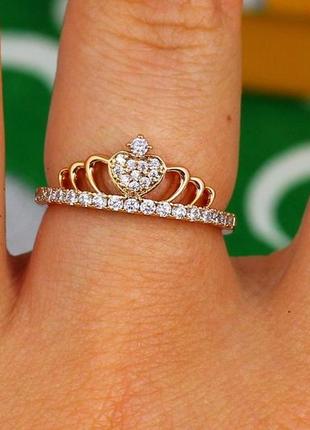 Кольцо xuping jewelrу корона маленькая диадема 7 мм р 20 золотистое