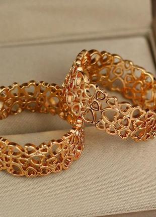 Кольцо  xuping jewelry плетеное из сердечек  р 16 золотистое