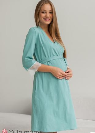 Зручний халат для вагітних та годування sati nw-4.8.1 (полинний)1 фото