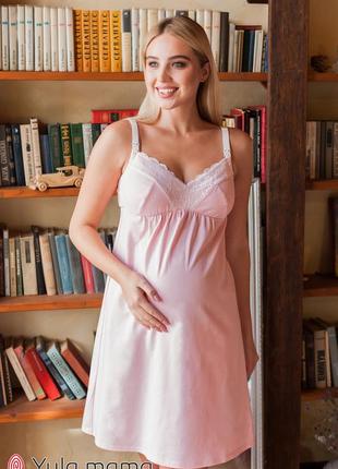 Ніжна нічна сорочка для вагітних і годування monika new nw-2.2.4, рожева1 фото