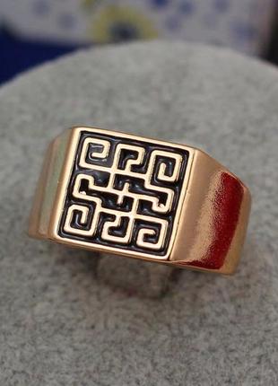 Печатка xuping jewelry квадратная лабиринт р 20 золотистая