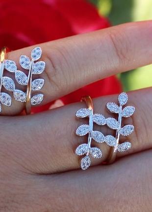 Кільце xuping jewelry з родієм подвійна гілка р 19 золотисте2 фото