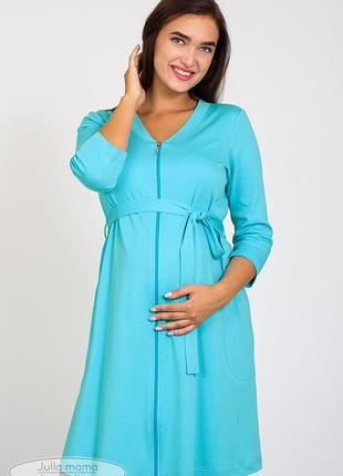 Халат для вагітних і годування arina nw-4.5.2, з бавовняного трикотажу, блакитний2 фото
