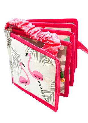 Розвиваюча книжка на липучках, м'які книжки з фламінго, 10 сторінок