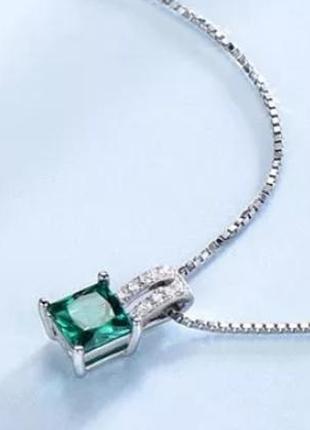 Смарагд сережки кулон срібло4 фото