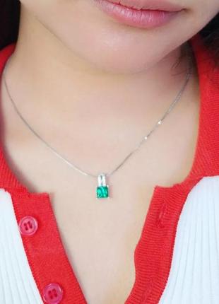 Смарагд сережки кулон срібло9 фото