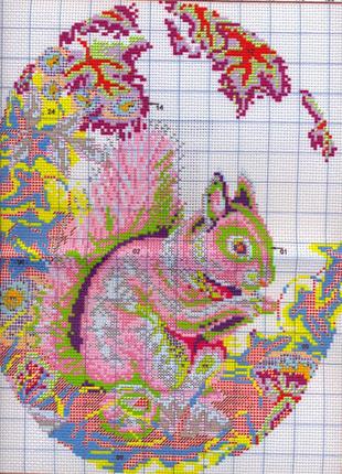 Набір для вишивання хрестиком з нанесеною на канву схемою "squirrel in the jungle".aida 14ct printed,30*36 см3 фото