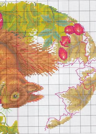 Набір для вишивання хрестиком з нанесеною на канву схемою "squirrel in the jungle".aida 14ct printed,30*36 см4 фото