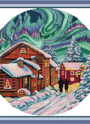Набір для вишивання за нанесеною на канві схемою "dream aurora". aida 14ct printed, 34*34 см
