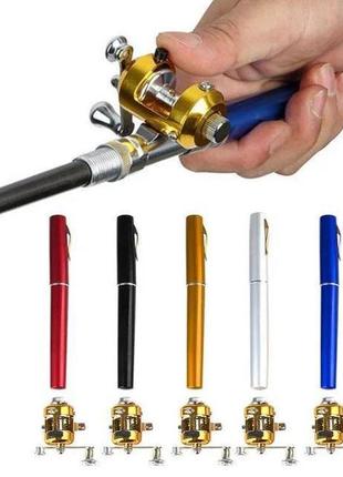 Кишенькова міні портативна вудка pocket pen fishing rod з котушкою2 фото