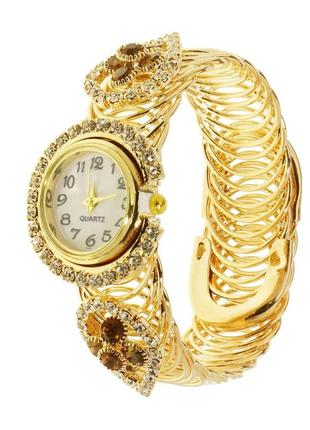 Кварцовий годинник супретто з квітковими прикрасами, золотистого