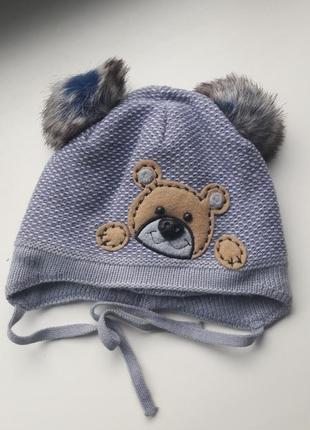 Шапка зимова з ведмедиком