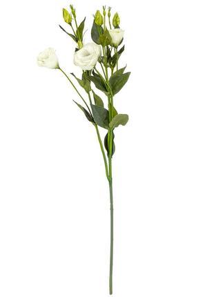 Декоративная искусственная ветка цветка "эустомы" белая 77 см. нежная, как живая!