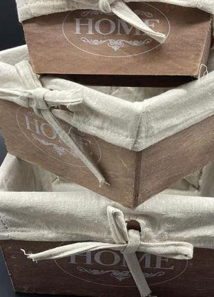 Дерев'яні ящики з тканиною. 22х22х11см / дерев'яні ящики з тканиною. 22х22х11см