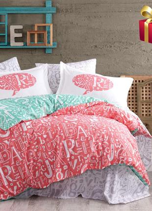Комплект постільної білизни двосторонній hobby poplin dream 160х220 см кораловий