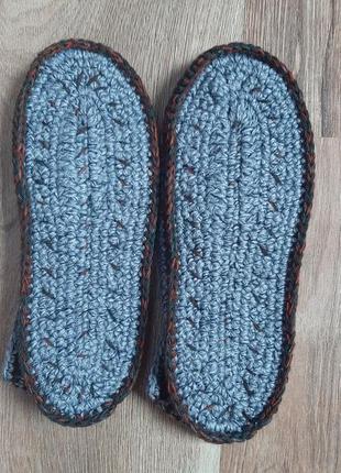 Handmade. теплі в'язані шкарпетки тапочки 39-40 розмір4 фото