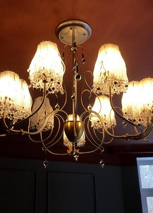 Люстра с абажурами из бусинок f 9565/9+1