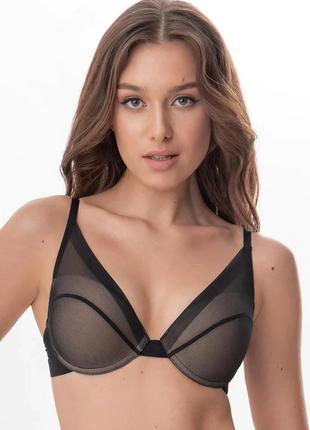 Комплект жіночої білизни push-up з італійською сіткою jasmine 1013/75 nona black2 фото