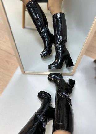 Новинка 2022! дизайнерські чоботи megan massive megan натуральна шкіра лак зима демісезон