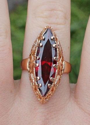 Кільце xuping jewelry маркіз з червоним каменем р 18 золотисте2 фото