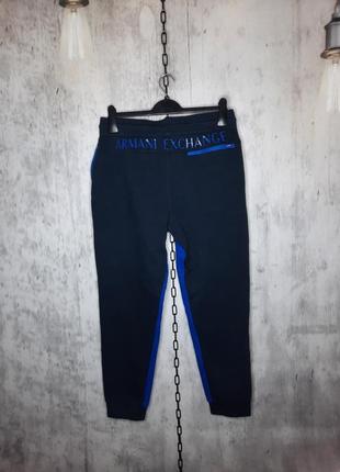 Крутые оригинальные мужские синие спортивные штаны armani exachange big logo