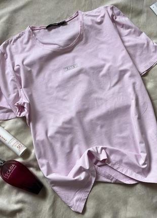 Ніжна натуральна рожева футболка зі стразами від clarina1 фото