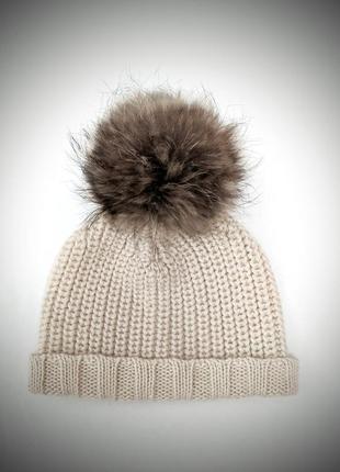 Kuna шапка из baby alpaca альпаки с меховым пампоном