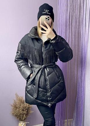 Зимняя женская куртка,пуховик с бахрамой monte cervino  л-хл1 фото