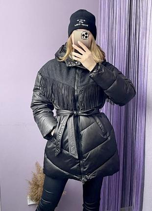 Зимняя женская куртка,пуховик с бахрамой monte cervino  л-хл8 фото