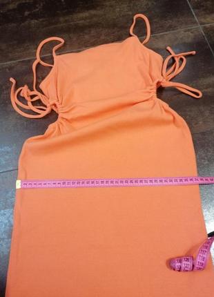 Помаранчева сукня з розрізами в рубчик zara8 фото
