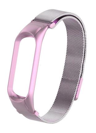 Металлический ремешок миланская петля для фитнес браслета трекера xiaomi mi band 4 розовый