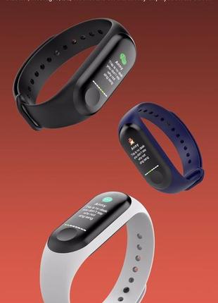 Фитнес браслет трекер mi band m3 клипса зарядка, женские мужские умные смарт часы белые10 фото