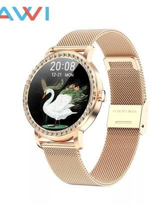 Женские сенсорные умные смарт часы smart watch 8g золотистые. фитнес браслет трекер