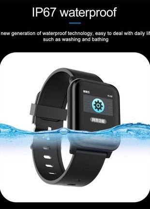 Смарт годинник smart watch hi16 фітнес браслет жіночі чоловічі розумні годинник трекер чорний4 фото